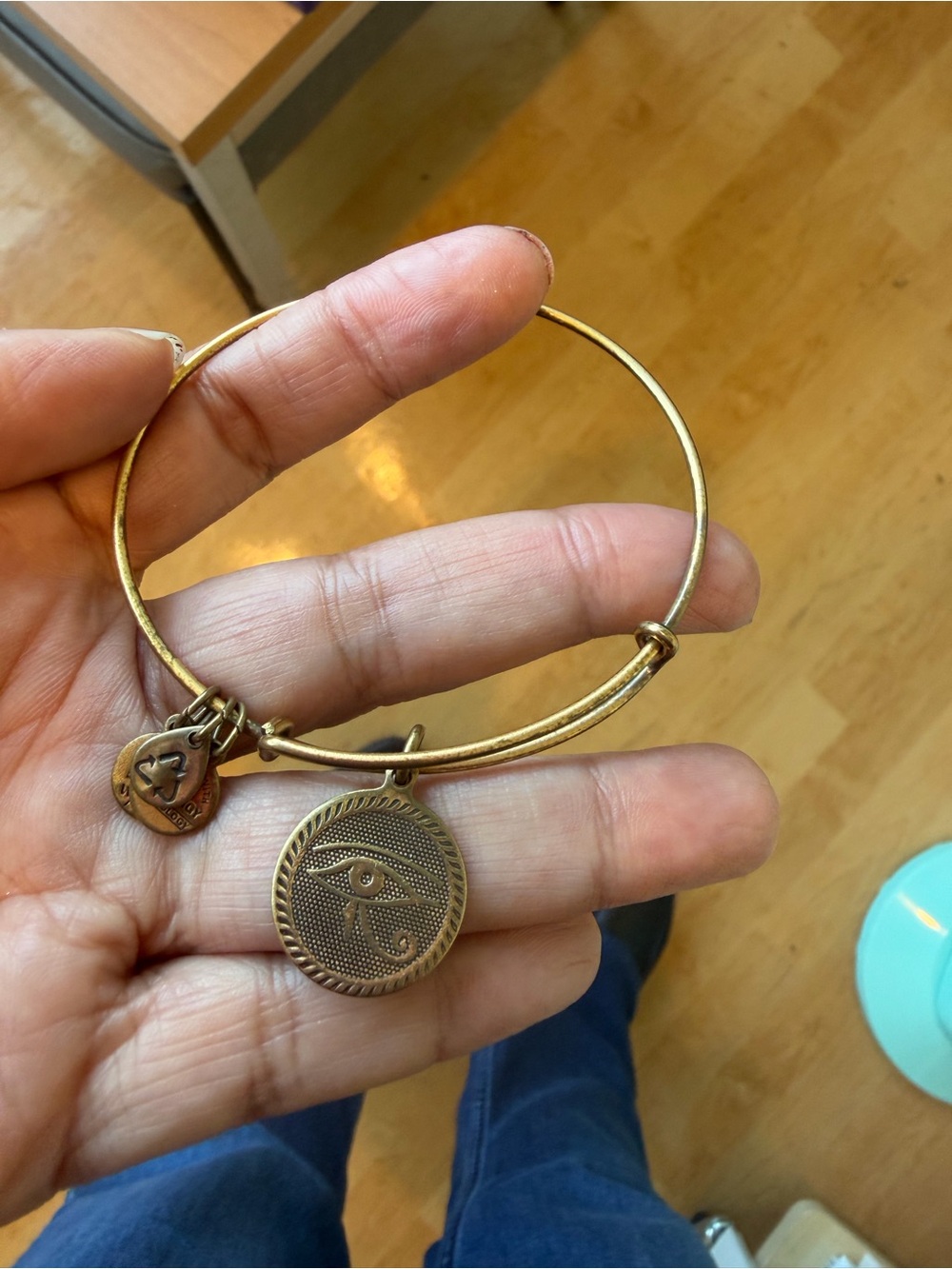 Gold-Tone Women's Charm Bangle Bracelet